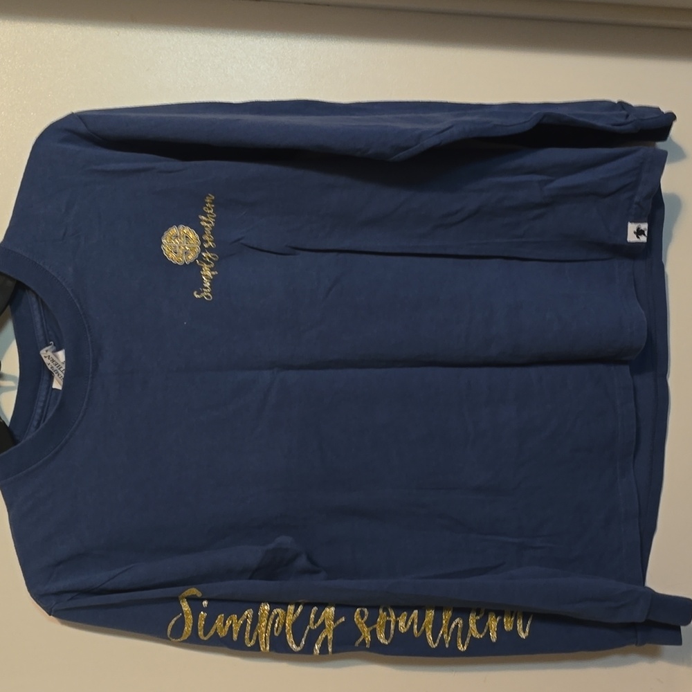 Simply Southern Navy Shirt with Gold Details